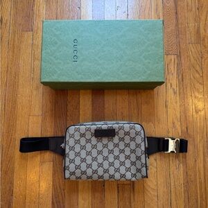 Gucci Brown and black Belt Bag size medium